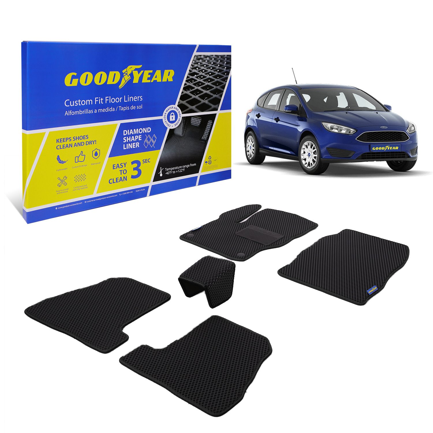 Goodyear Custom-Fit Floor Liners for 2012-2018 Ford Focus