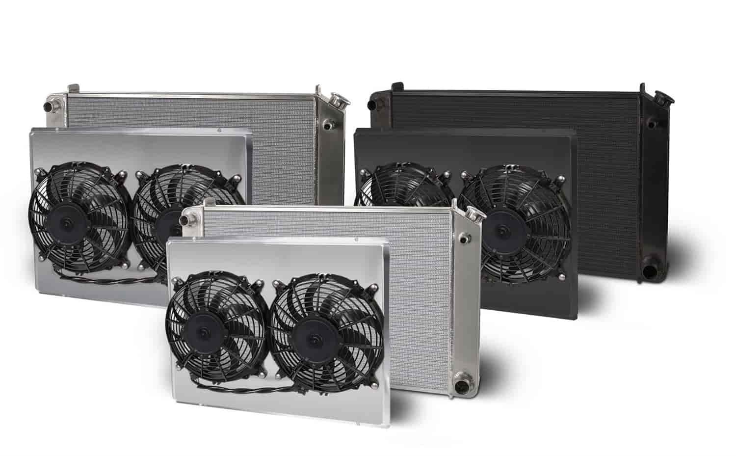 Direct-Fit Satin Aluminum Radiator with Dual Fans and