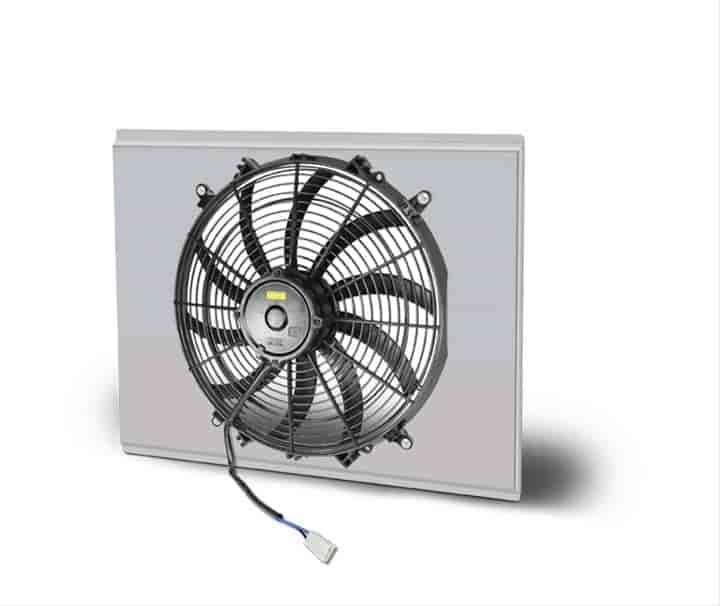 Single Electric Fan and Satin Aluminum Radiator Shroud