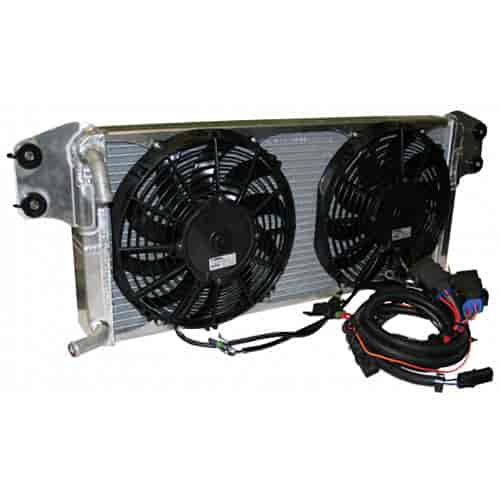 Double Pass Heat Exchanger With Dual Fans, Harness, and Relay Satin Finish