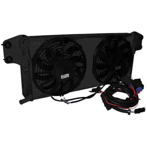Double Pass Heat Exchanger With Dual Fans, Harness, and Relay Black Finish