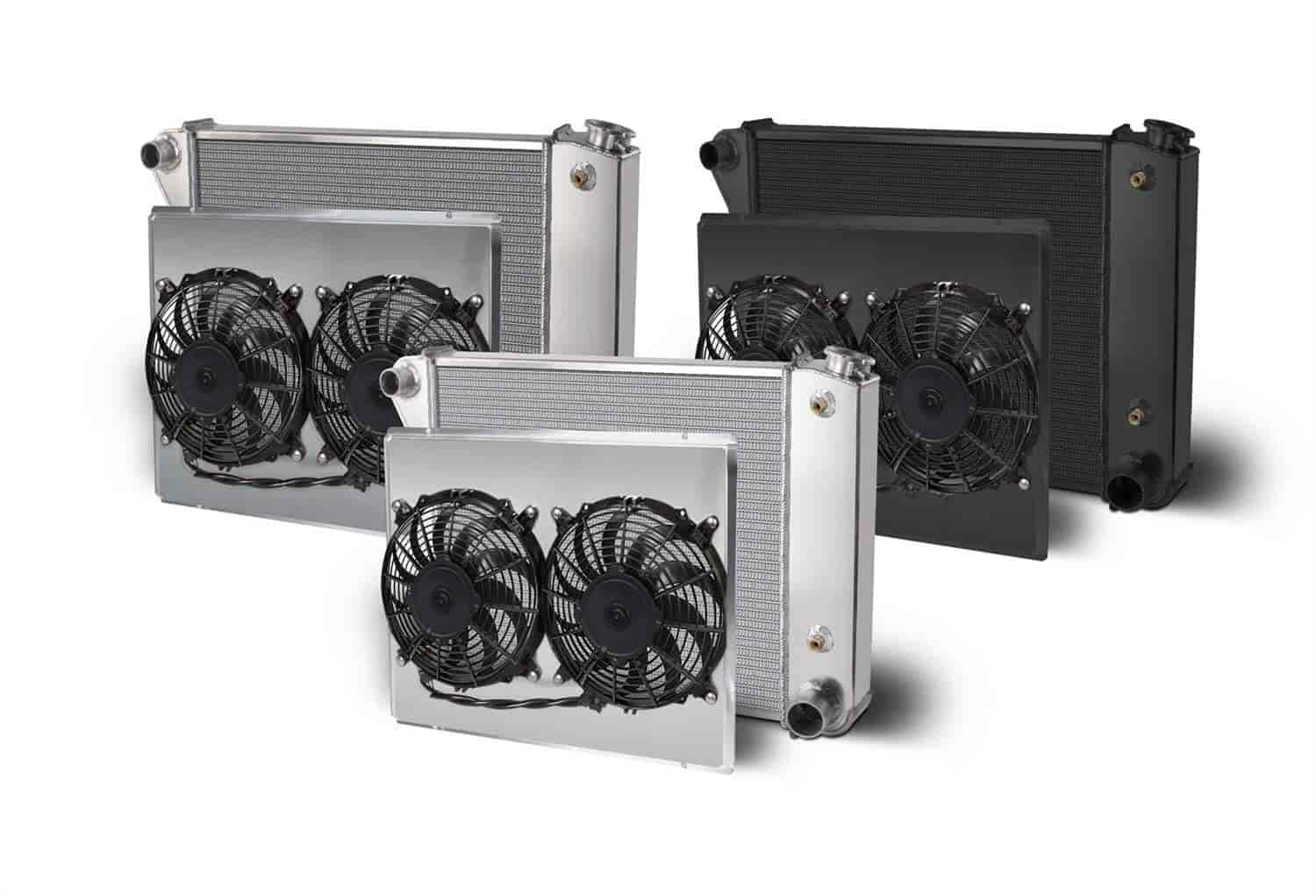 Direct-Fit Polished Aluminum Radiator with Dual Fans and