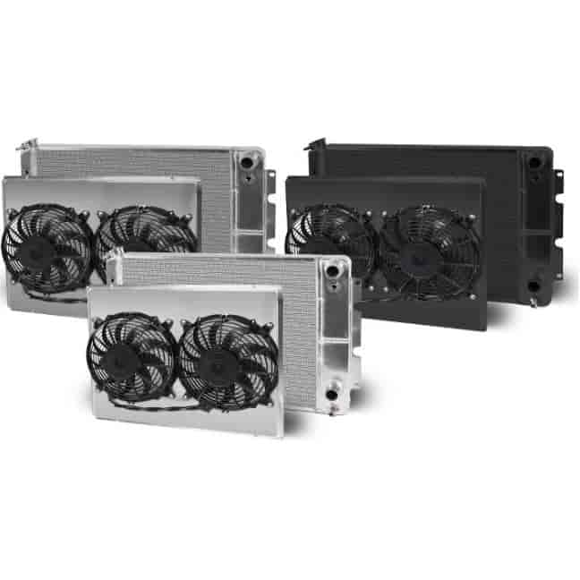 Direct-Fit Black Aluminum Radiator with Dual Fans and