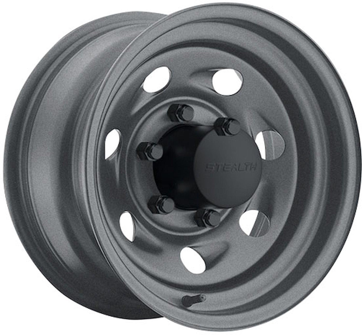 STEALTH GUNMETAL VORTEC 15 x 7 6 x 55 Bolt Circle 4 Back Spacing 0 offset 428 Center Bore 1600 lbs Load Rating