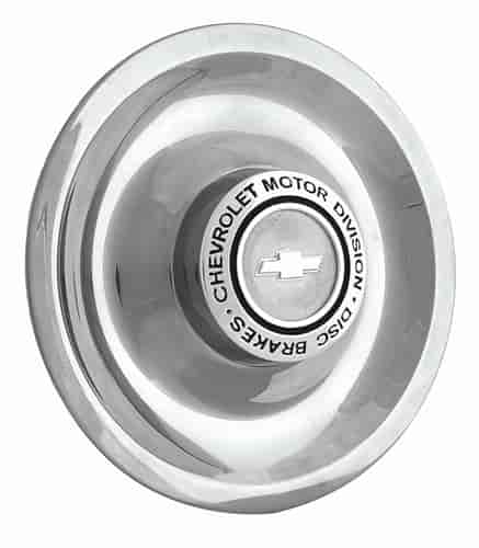 Disc Brake Center Cap with Stainless Steel Base and DISK BRAKE CHEVROLET MOTOR DIVISION with Bow Tie Cap, Fits: Rallye Wheels