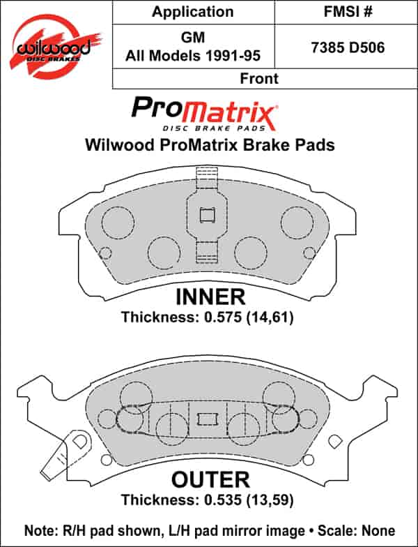 ProMatrix Front Brake Pads Calipers: 1991-1995 GM