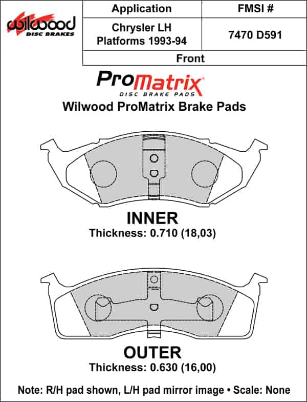 ProMatrix Front Brake Pads Calipers: 1993-1994 Chrysler