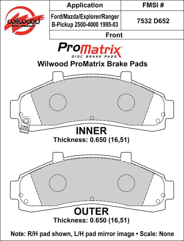 ProMatrix Front Brake Pads Calipers: 1995-2003 Ford/Mazda