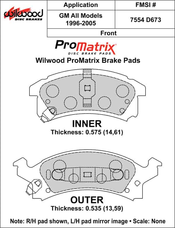 ProMatrix Front Brake Pads Calipers: 1995-2000 GM