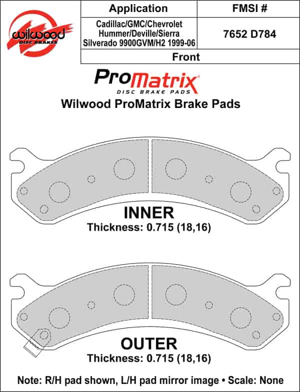 ProMatrix Front Brake Pads Calipers: 1999-2006 GM