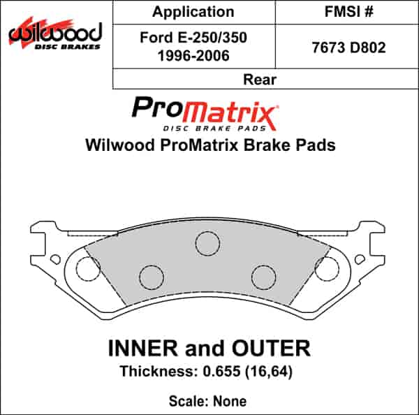 ProMatrix Rear Brake Pads Calipers: 1996-2006 Ford