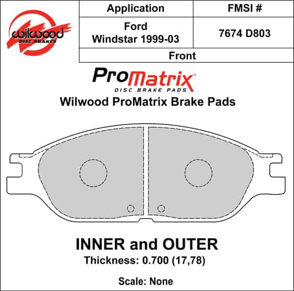 ProMatrix Front Brake Pads Calipers: 1996-2003 Ford
