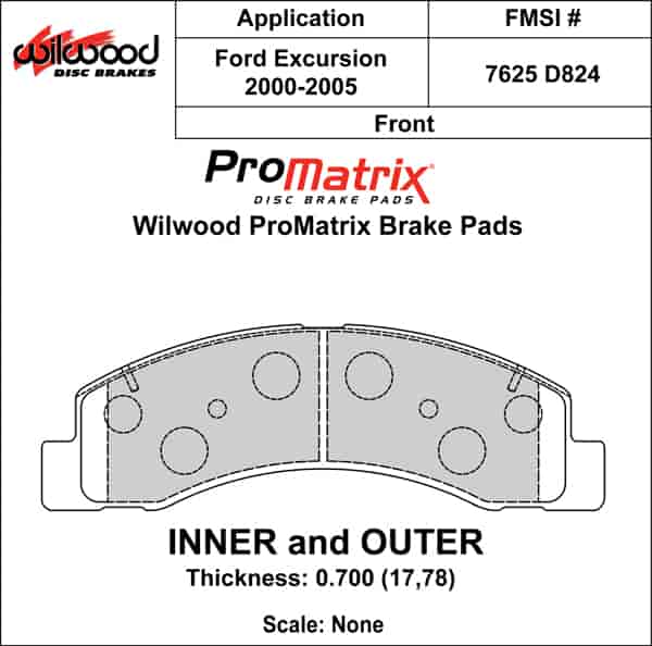 ProMatrix Front Brake Pads Calipers: 2000-2005 Ford