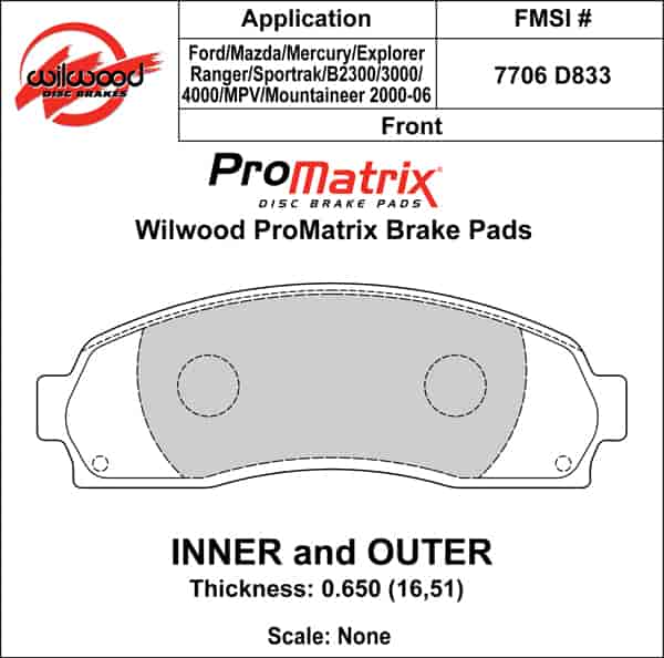 ProMatrix Front Brake Pads Calipers: 2000-2006 Ford/Mercury/Mazda