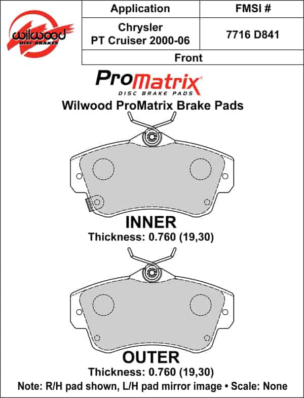 ProMatrix Front Brake Pads Calipers: 2000-2006 Chrysler