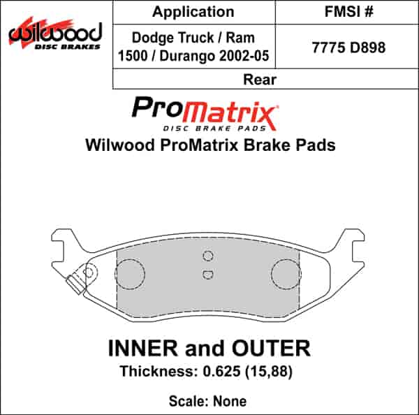 ProMatrix Rear Brake Pads Calipers: 2002-2005 Dodge