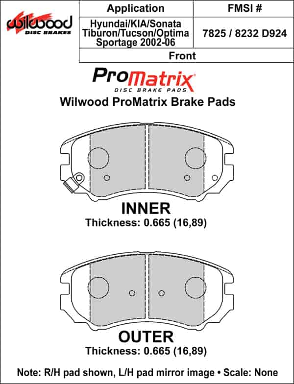 ProMatrix Front Brake Pads Calipers: 2002-2006 Hyundai/Kia