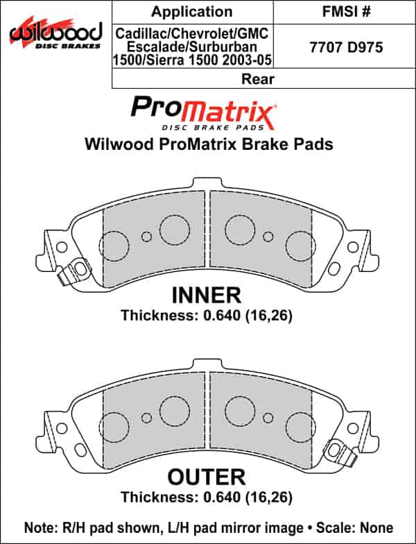 ProMatrix Rear Brake Pads Calipers: 2003-2005 GM