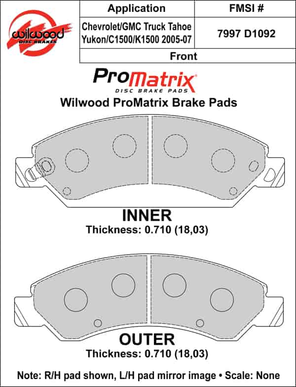 ProMatrix Front Brake Pads Calipers: 2005-2007 Chevy/GMC