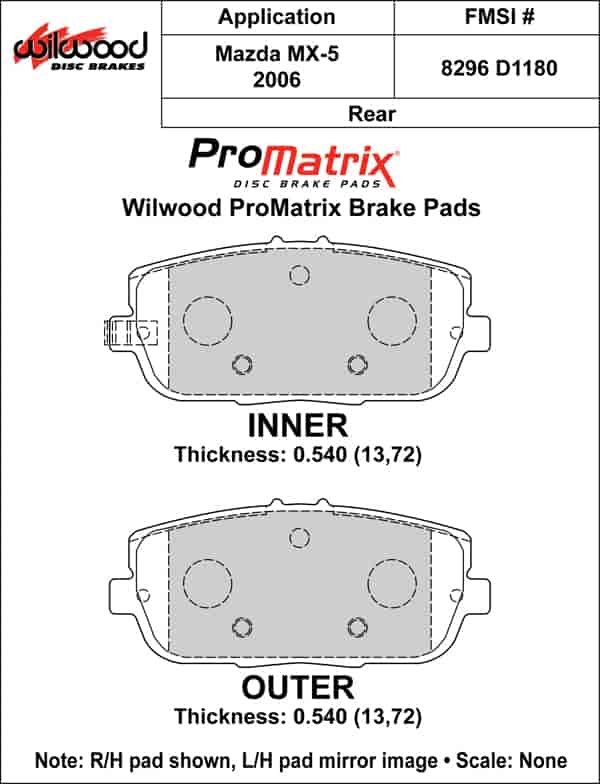 ProMatrix Rear Brake Pads Calipers: 2006 Mazda