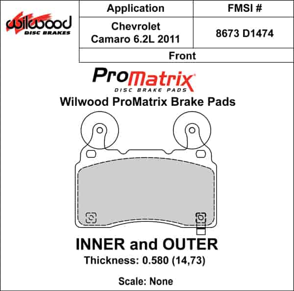 ProMatrix Front Brake Pads Calipers: 2011 Chevy