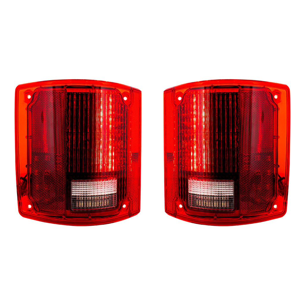 111113 Sequential LED Tail Lights w/o Aluminum Trim For 1973-1987 GM Trucks, SUVs [Pair]
