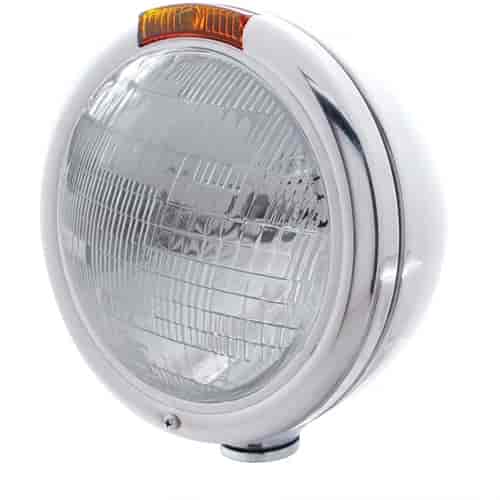 Classic Round Headlight Assembly with 6014 Bulb, Turn Signal for 1914-1936 Cars, Trucks