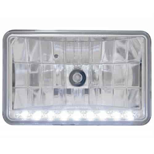 Crystal Rectangle Headlight with Position LEDs 4" x 6"