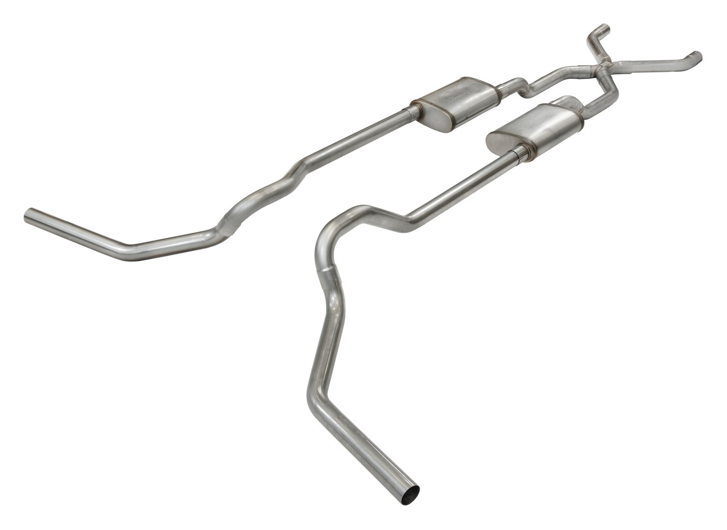Crossmember Back X-Pipe Exhaust System with Turbo Pro Mufflers for 1965-1974 Ford Truck 2WD [2.500 in.]