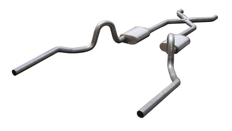 Crossmember Back X-Pipe Exhaust System with Turbo Pro Mufflers for Select 1964-1972 GM A-Body [2.500 in.]