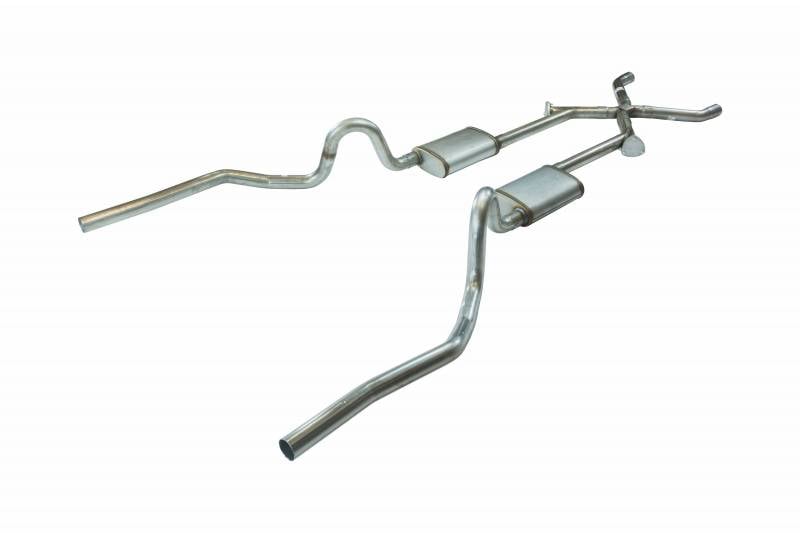 Crossmember Back X-Change Exhaust System with 18 in. Turbo Pro Mufflers for Select GM A-Body [Valance Exit, 2.500 in.]