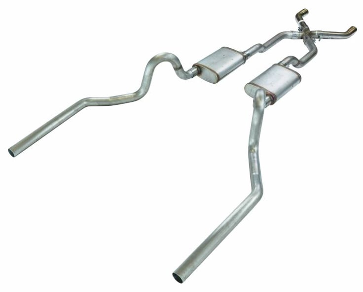 Crossmember Back High-Tuck X-Pipe Exhaust System with Turbo Pro Mufflers for 1968-1972 Chevrolet Chevelle [2.500 in.]