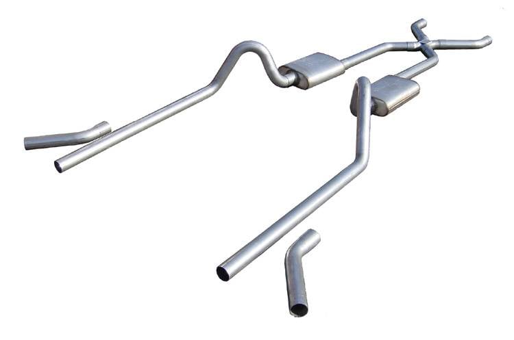 Crossmember Back X-Pipe Exhaust System with Turbo Pro Mufflers for Select 1955-1957 Chevrolet Tri-Five [2.500 in.]
