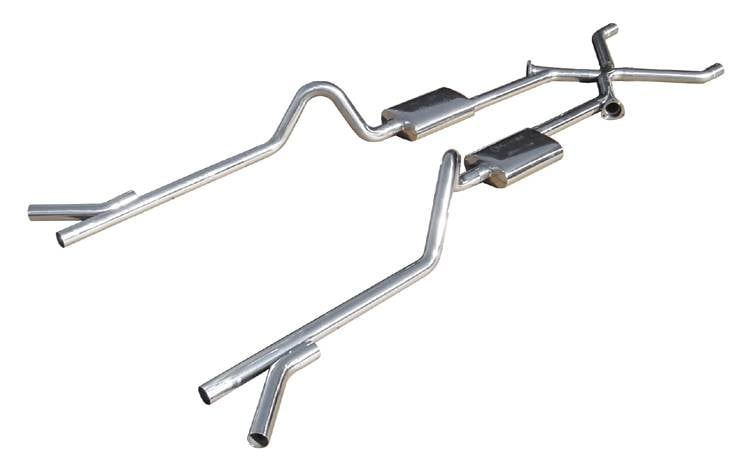 Crossmember Back X-Change Exhaust System with Turbo Pro Mufflers for Select 1955-1957 Chevrolet Tri-Five [2.500 in.]