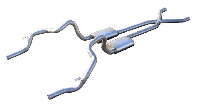 Crossmember Back X-Pipe Exhaust System with Turbo Pro Mufflers for 1970-1974 GM F-Body [2.500 in.]