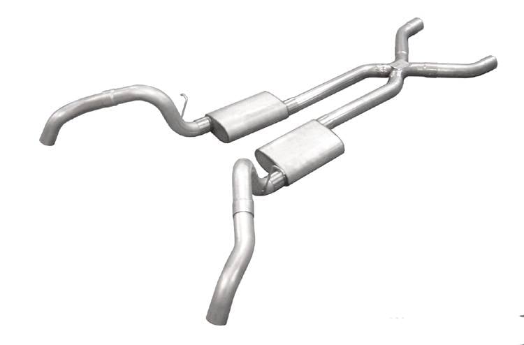 Crossmember Back X-Pipe Exhaust System with Turbo Pro Mufflers for 1967-1969 GM F-Body [2.500 in.]