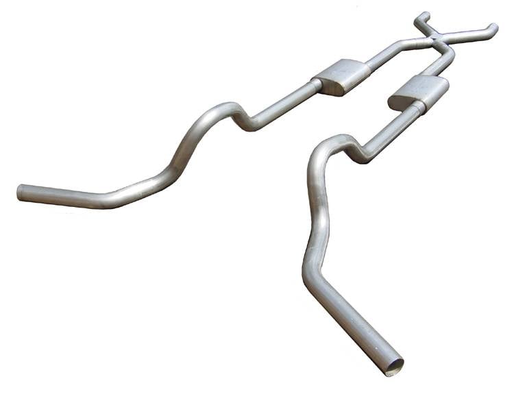 Crossmember Back X-Pipe Exhaust System with Turbo Pro Mufflers Fits Select 1967-1974 GM Truck, SUV [2.500 in.]