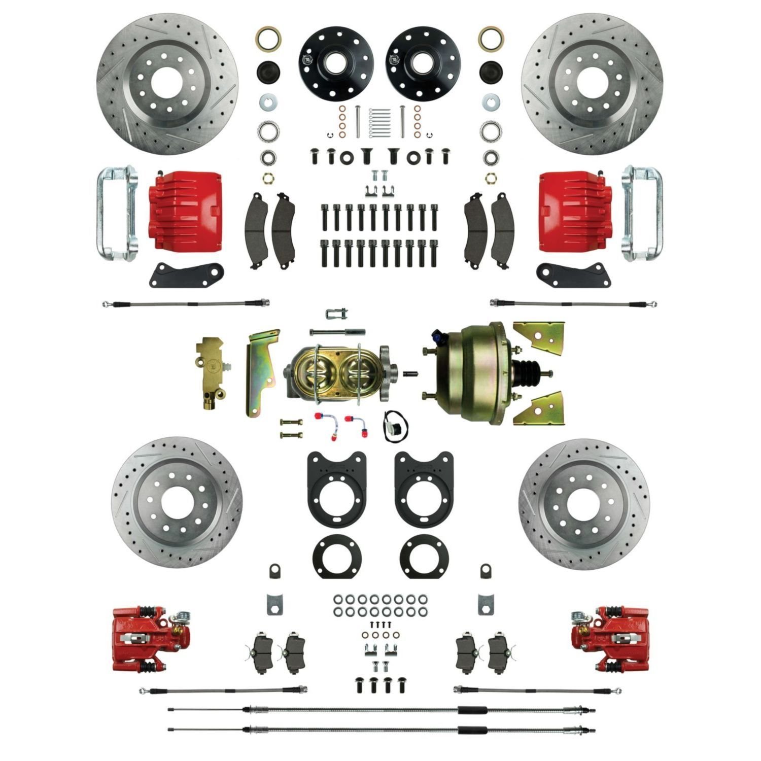 Signature Big Brake "64-"72 GM "A" Body, "67-"69 "F" Body, "68-"74 "X" Body, Red Calipers, 4 Wheel Power Disc Conversion