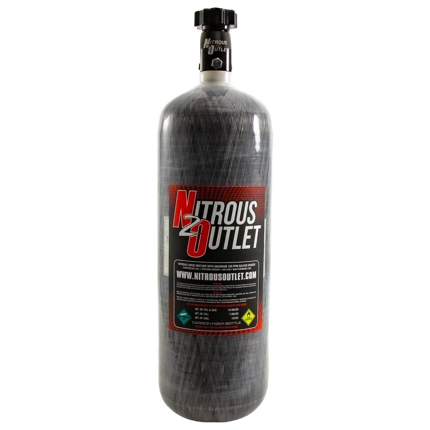 00-30145 12lb Composite Nitrous Bottle, .508 ID Billet Valve