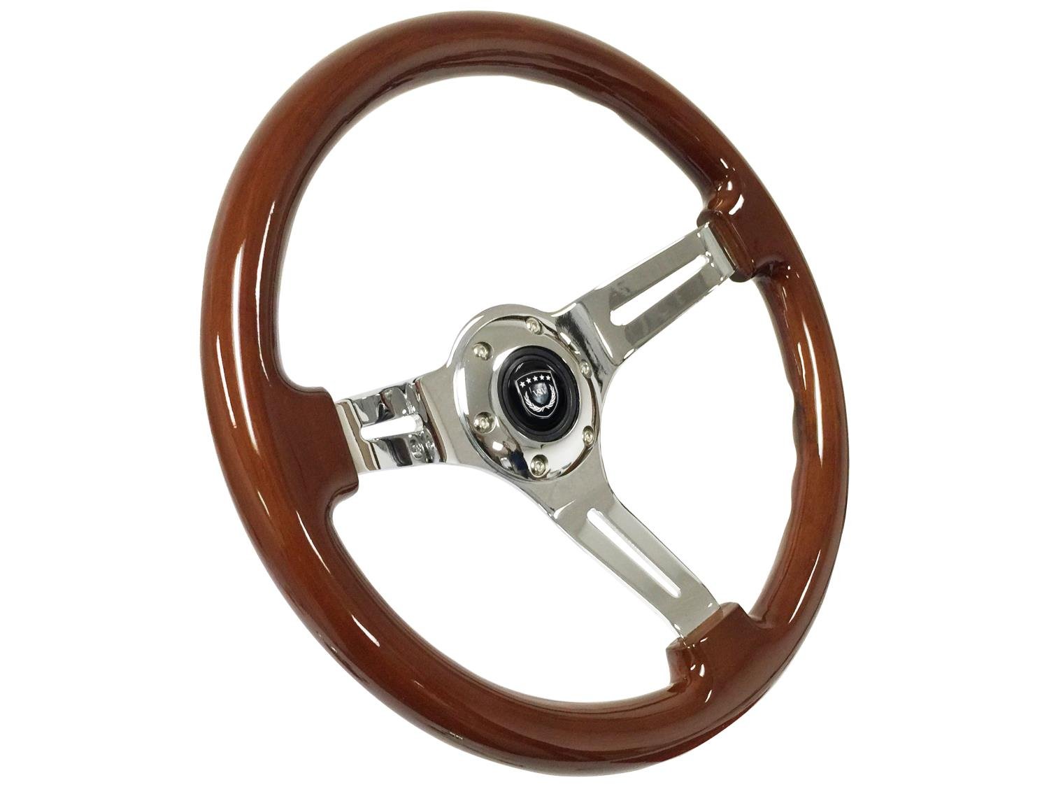 S6 Sport Steering Wheel, 14 in. Diameter, Mahogany Wood Grip