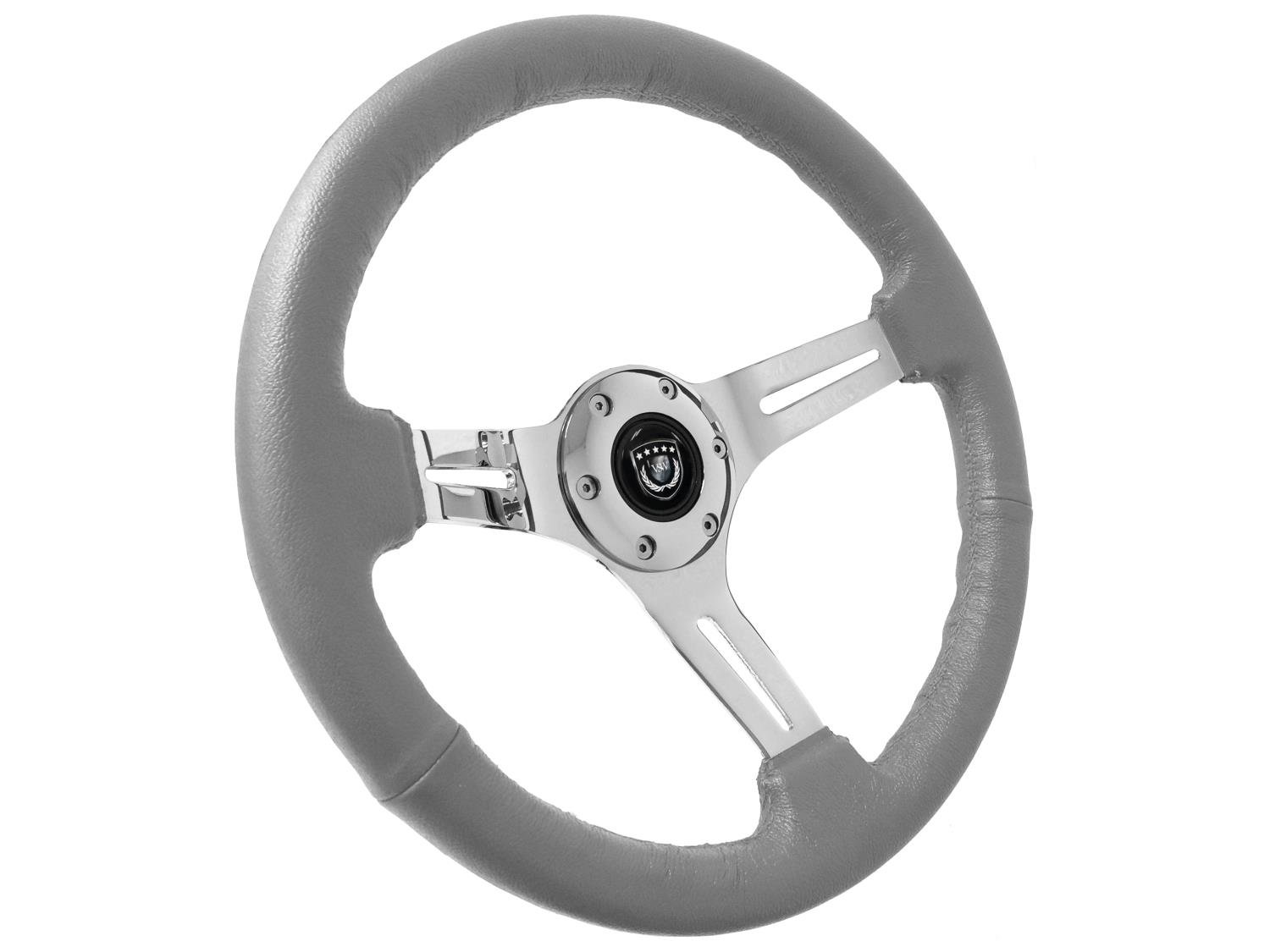S6 Sport Steering Wheel, 14 in. Diameter, Premium Gray Leather Grip