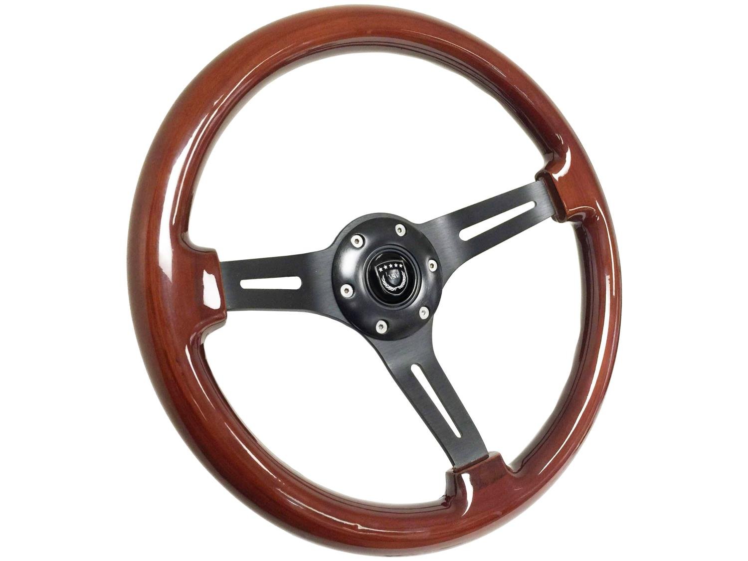 S6 Sport Steering Wheel, 14 in. Diameter, Mahogany Wood Grip
