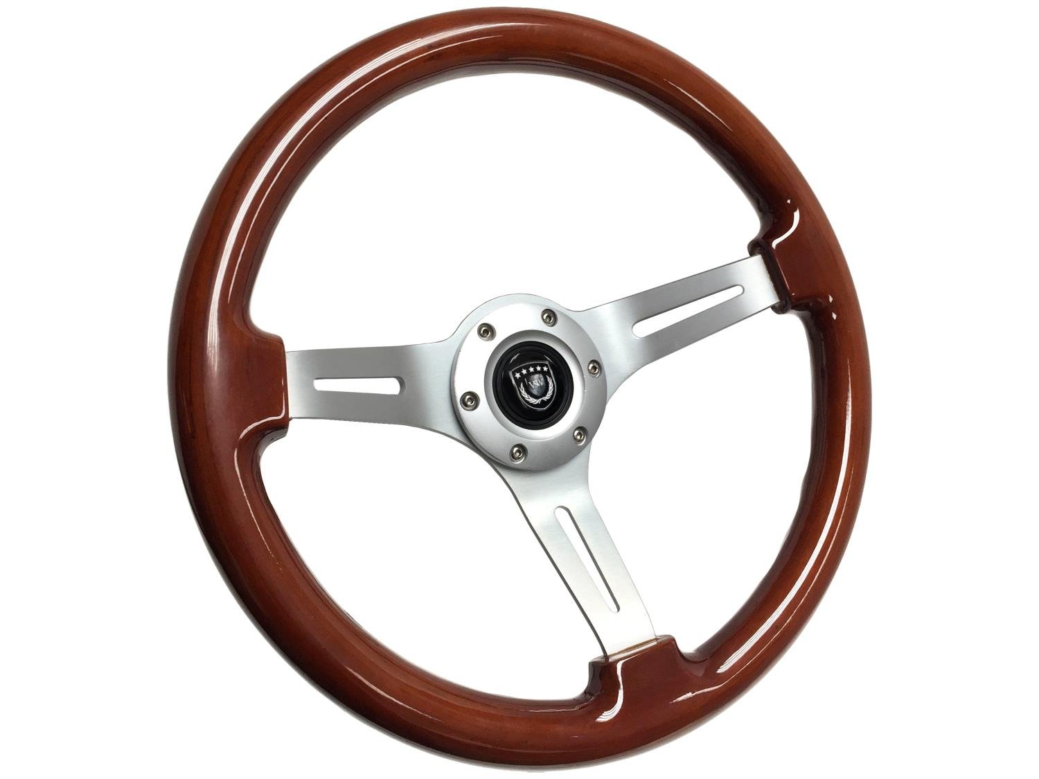 S6 Sport Mahogany Wood Brushed Aluminum Steering Wheel