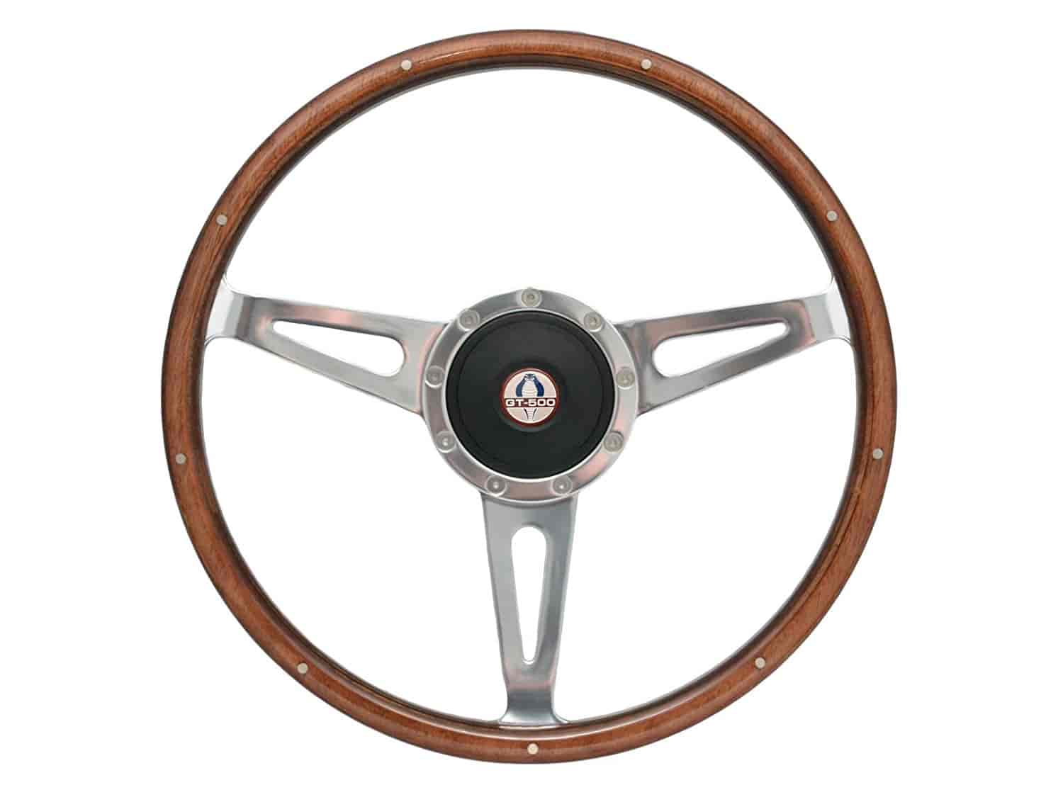 S9 Classic Steering Wheel Kit for 1968-1991 Ford/Mercury, 15 in. Diameter, Walnut Wood Grip, with 9-Bolt Adapter & Horn Button