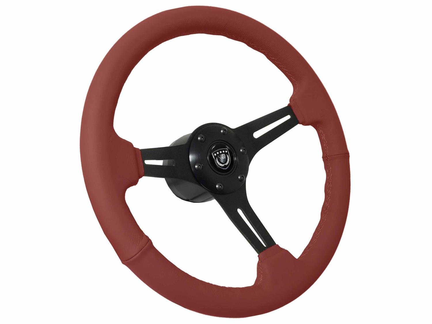 S6 Sport Steering Wheel, 14 in. Diameter, Premium Red Leather Grip
