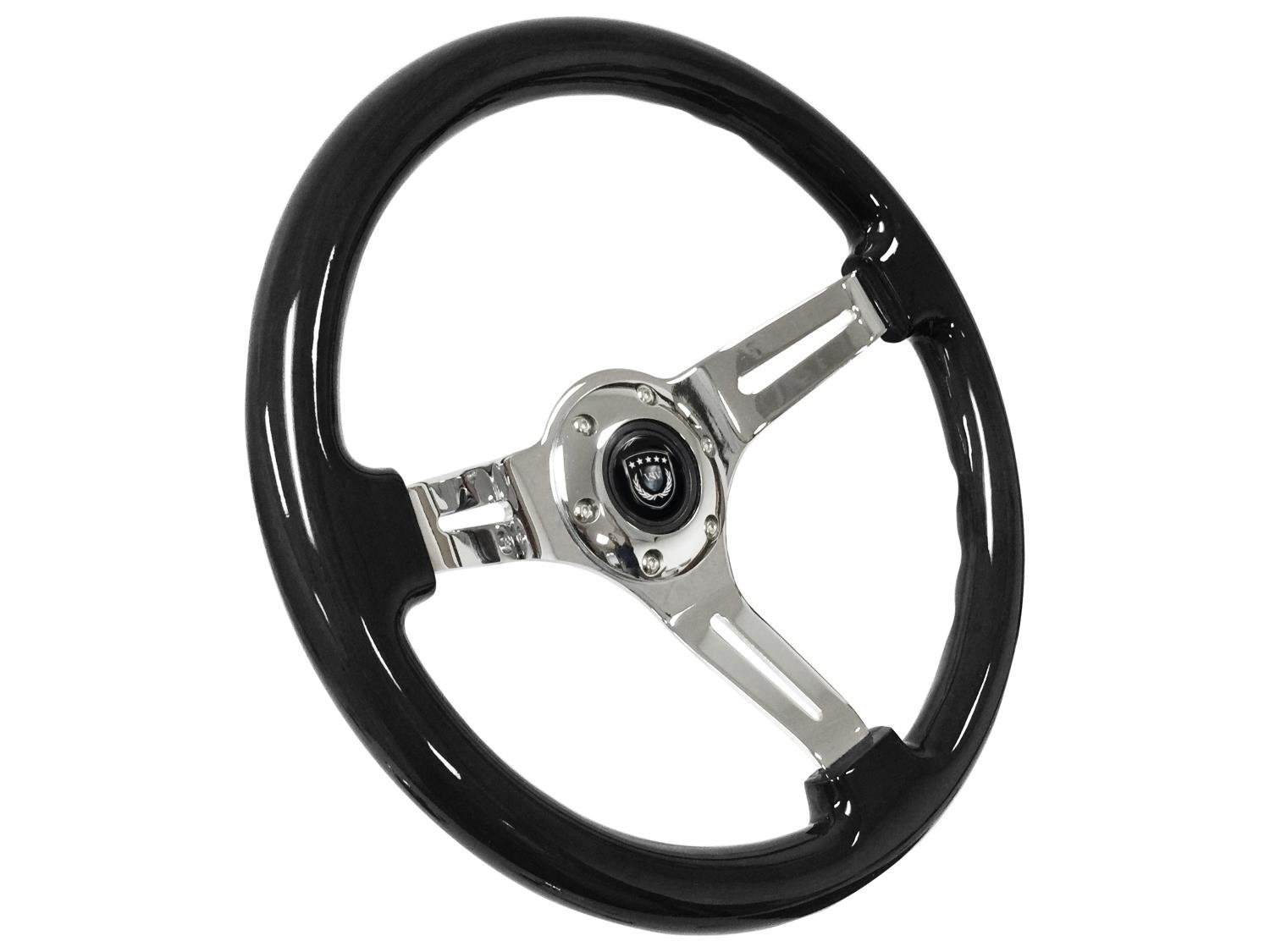 S6 Sport Steering Wheel, 14 in. Diameter, Black Ash Stained Wood Grip