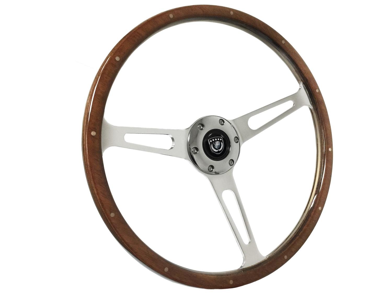 S6 Classic Wood Steering Wheel, 15 in. Diameter, Deluxe Walnut Wood Grip