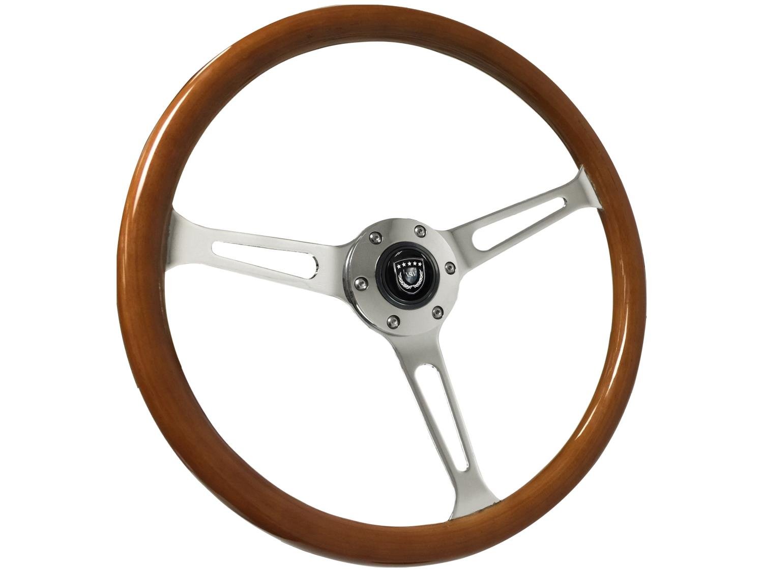 S6 Classic Wood Steering Wheel, 15 in. Diameter, Deluxe Walnut Wood Grip