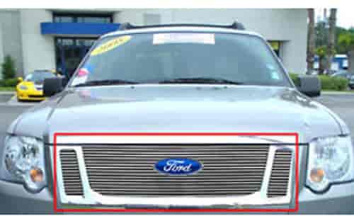 Quick-Fit Billet Grille 2006-2011 Ford Explorer Sport Trac Center & 2 Sides (w/Logo Cut-Out)